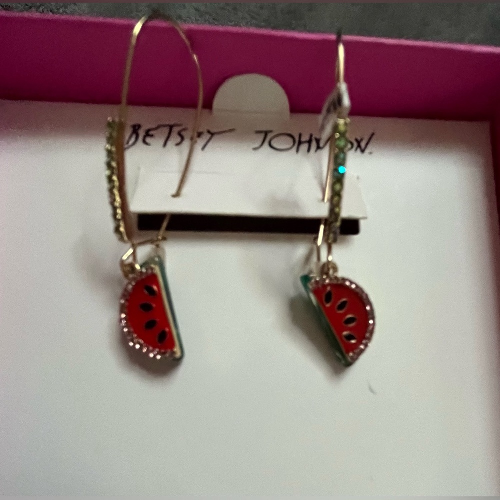 Watermelon Betsey Johnson Earrings New in Box - Picture 8 of 12